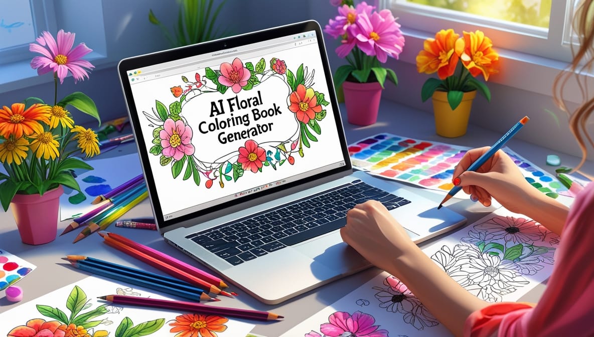 AI Floral Coloring Book Prompt Generator