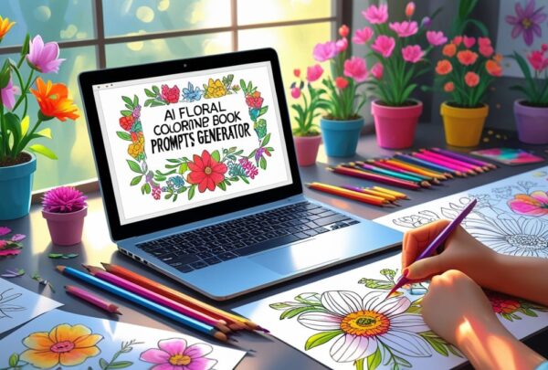 AI Floral Coloring Book Prompts Generator