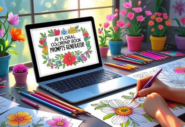 AI Floral Coloring Book Prompts Generator